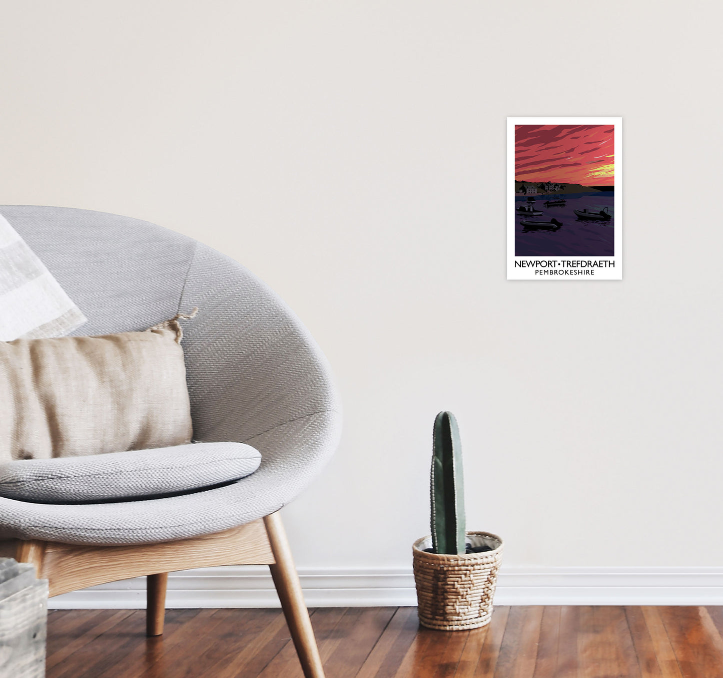 Newport Trefdraeth Pembrokeshire Portrait Travel Art Print by Richard O'Neill A4 Black Frame