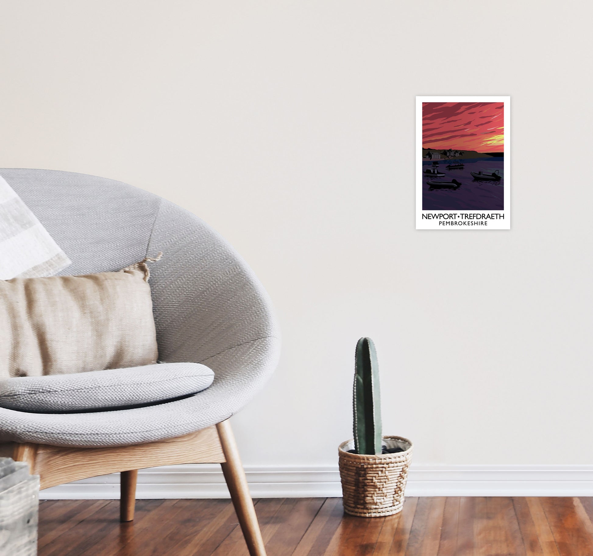 Newport Trefdraeth Pembrokeshire Portrait Travel Art Print by Richard O'Neill A4 Black Frame