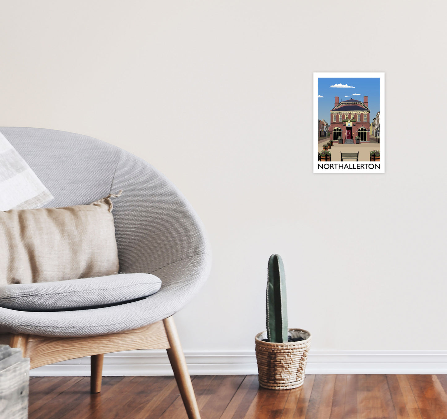 Northallerton2 Portrait  Travel Art Print by Richard O'Neill, Framed Wall Art A4 Black Frame