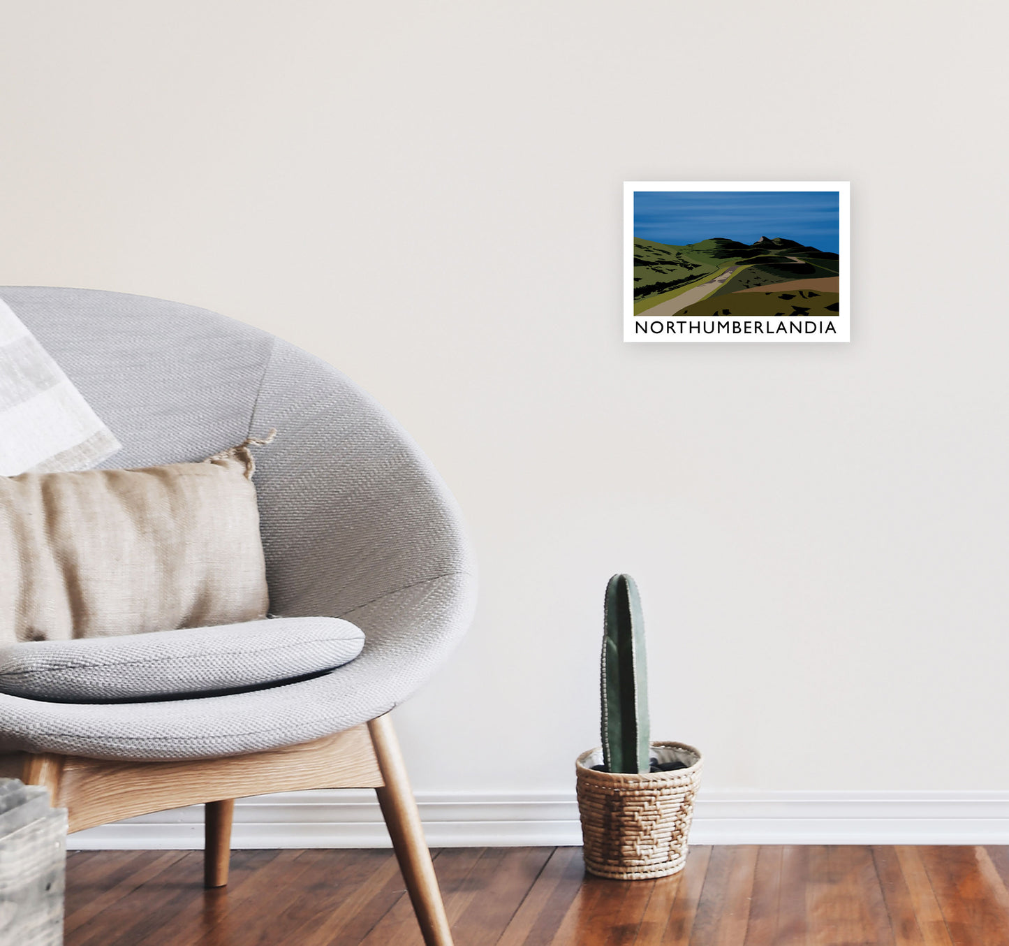 Northumberlandia Travel Art Print by Richard O'Neill, Framed Wall Art A4 Black Frame