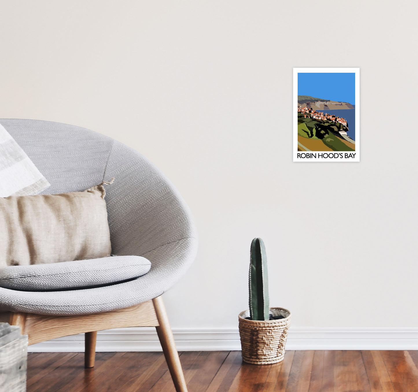 Robin Hood's Bay Portrait Travel Art Print by Richard O'Neill, Framed Wall Art A4 Black Frame