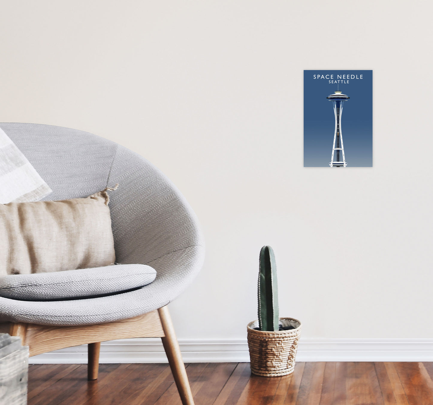 Space Needle Seattle Art Print by Richard O'Neill A4 Black Frame