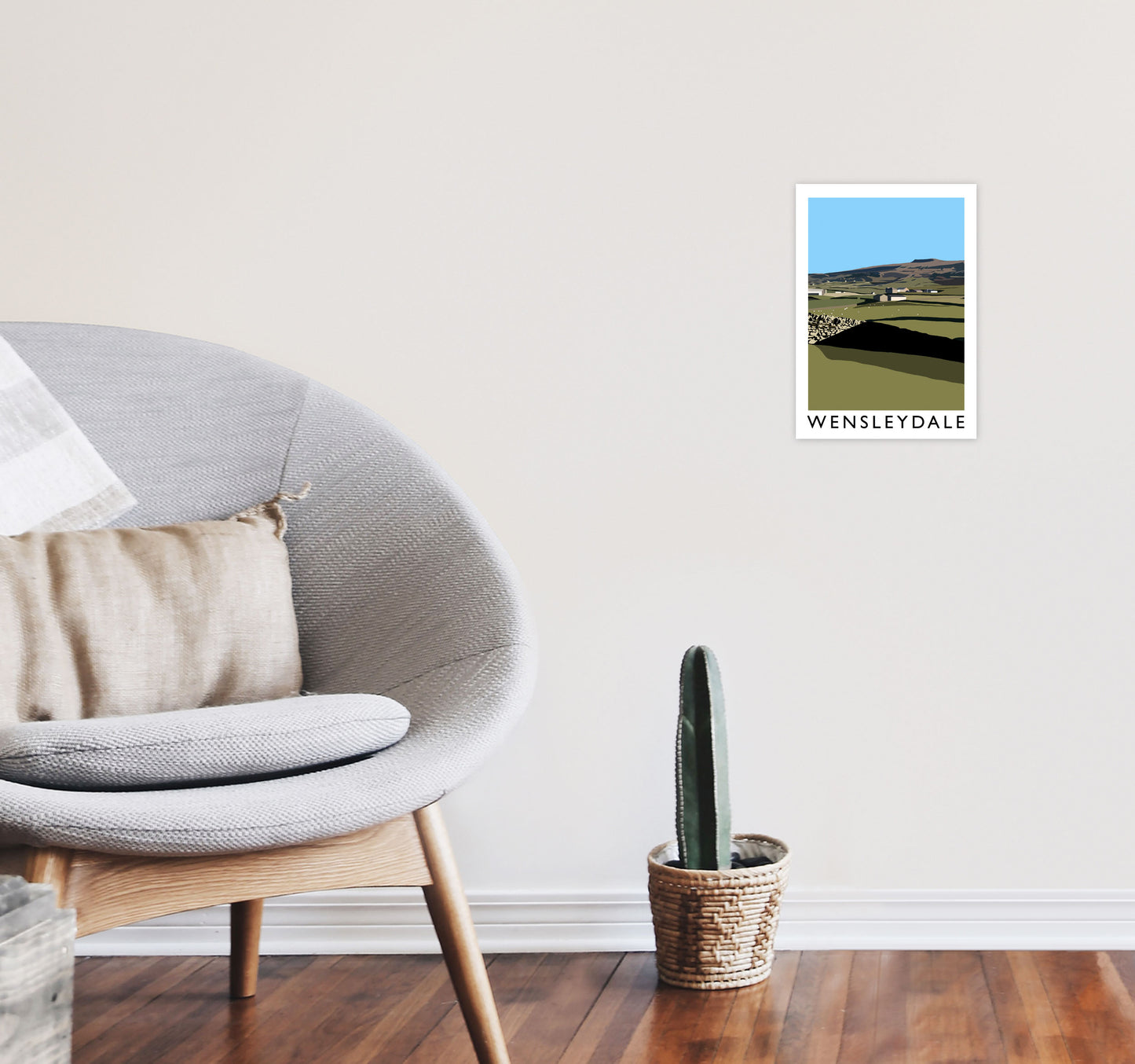 Wensleydale Travel Art Print by Richard O'Neill, Framed Wall Art A4 Black Frame