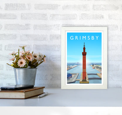 Grimsby Portrait Art Print by Richard O'Neill A4 Oak Frame
