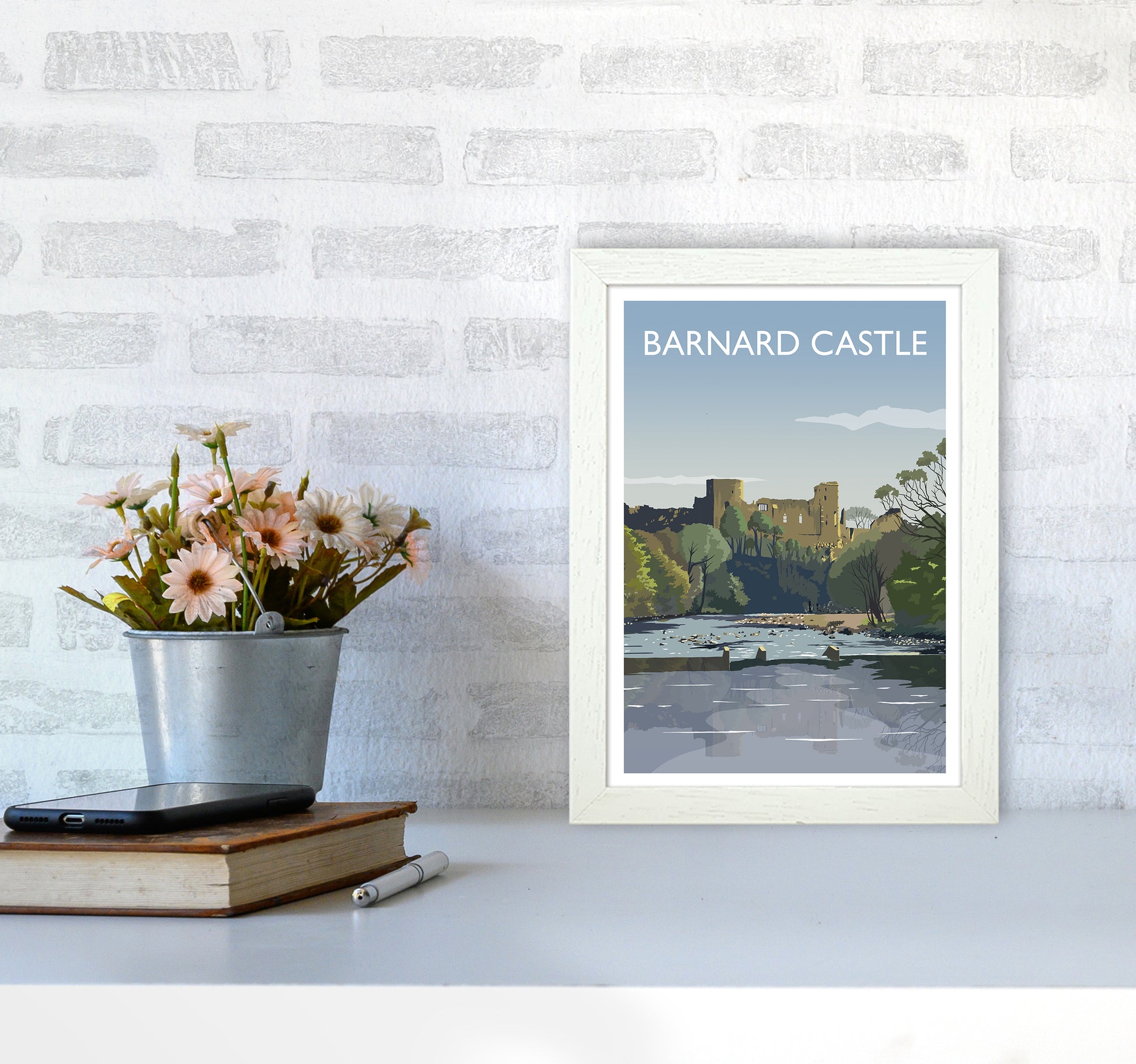 Barnard Castle 2 Portrait Art Print by Richard O'Neill A4 Oak Frame