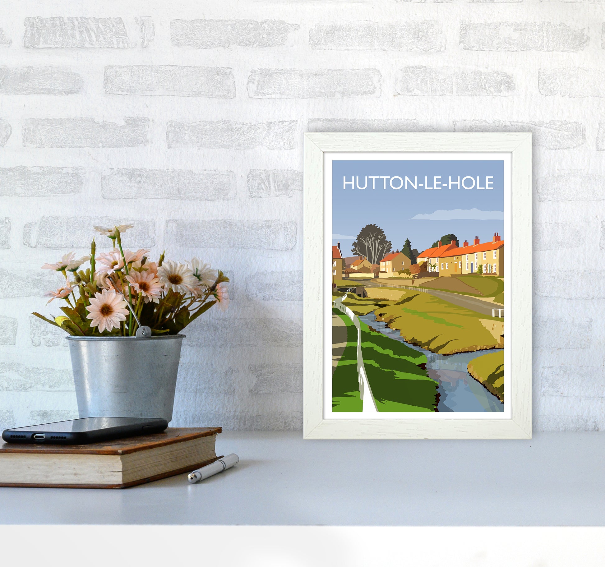 Hutton-Le-Hole Portrait Art Print by Richard O'Neill A4 Oak Frame