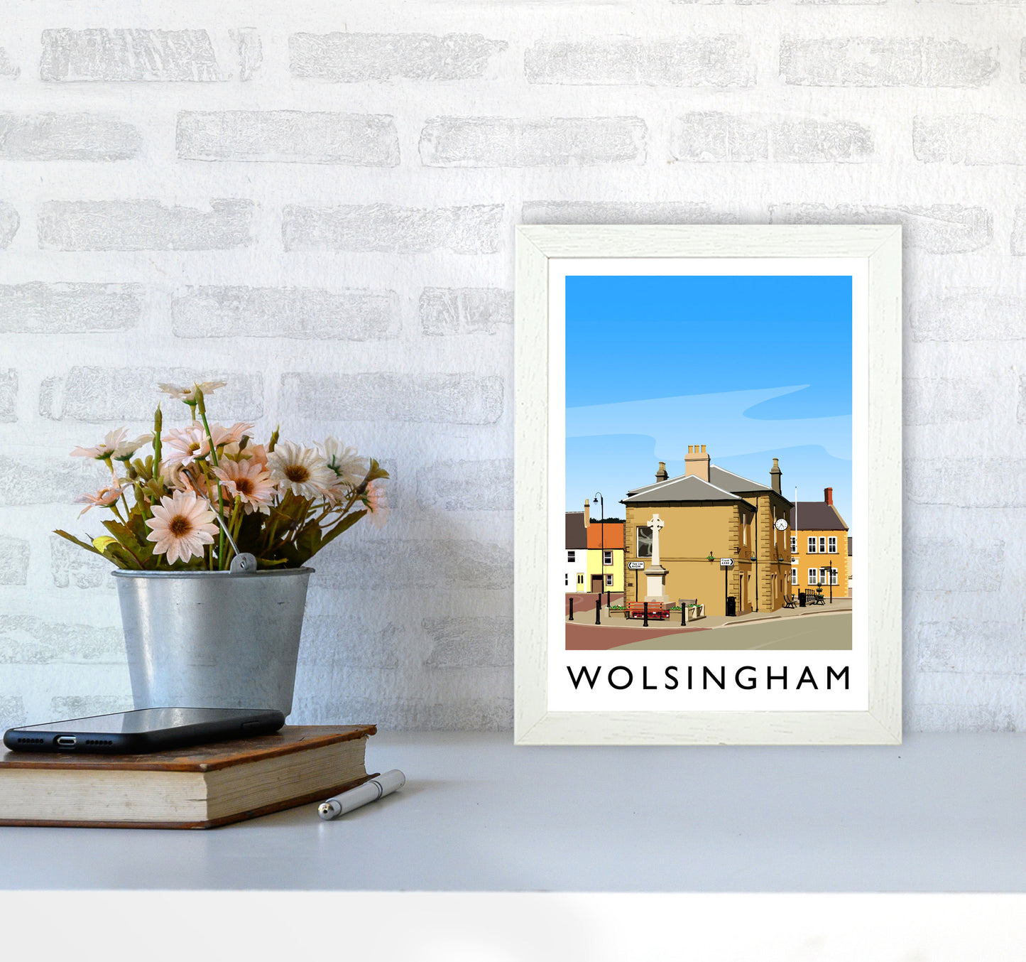 Wolsingham 2 portrait Travel Art Print by Richard O'Neill A4 Oak Frame