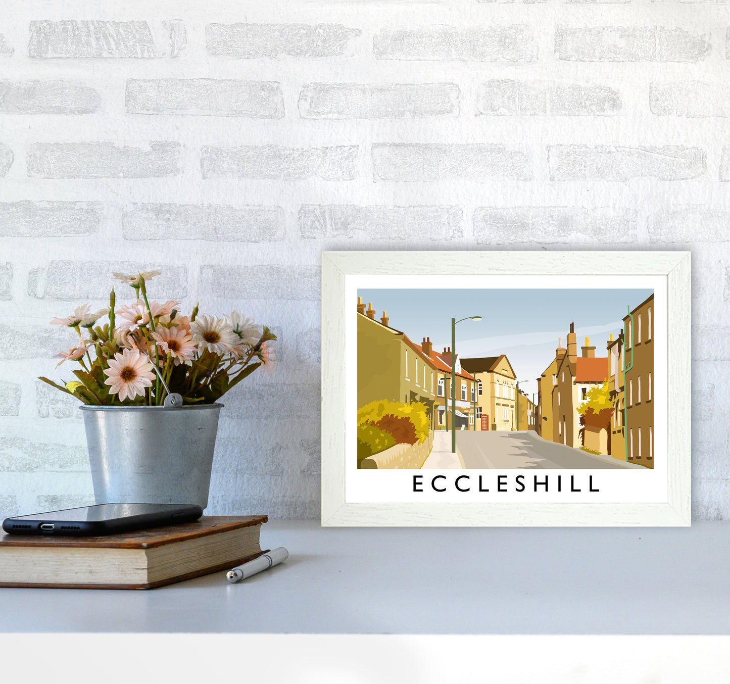 Eccleshill Travel Art Print by Richard O'Neill A4 Oak Frame