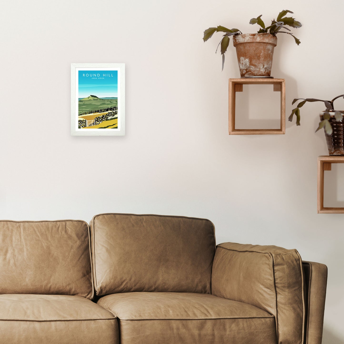 Round Hill Portrait Travel Art Print by Richard O'Neill A4 Oak Frame