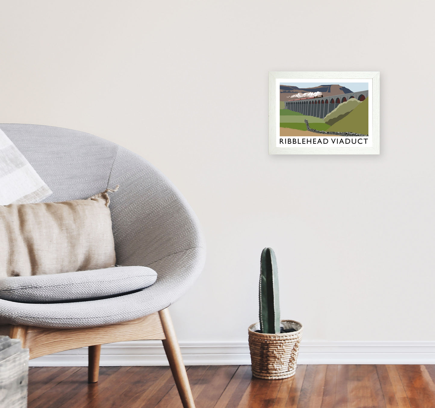 Ribblehead Viaduct Art Print by Richard O'Neill A4 Oak Frame