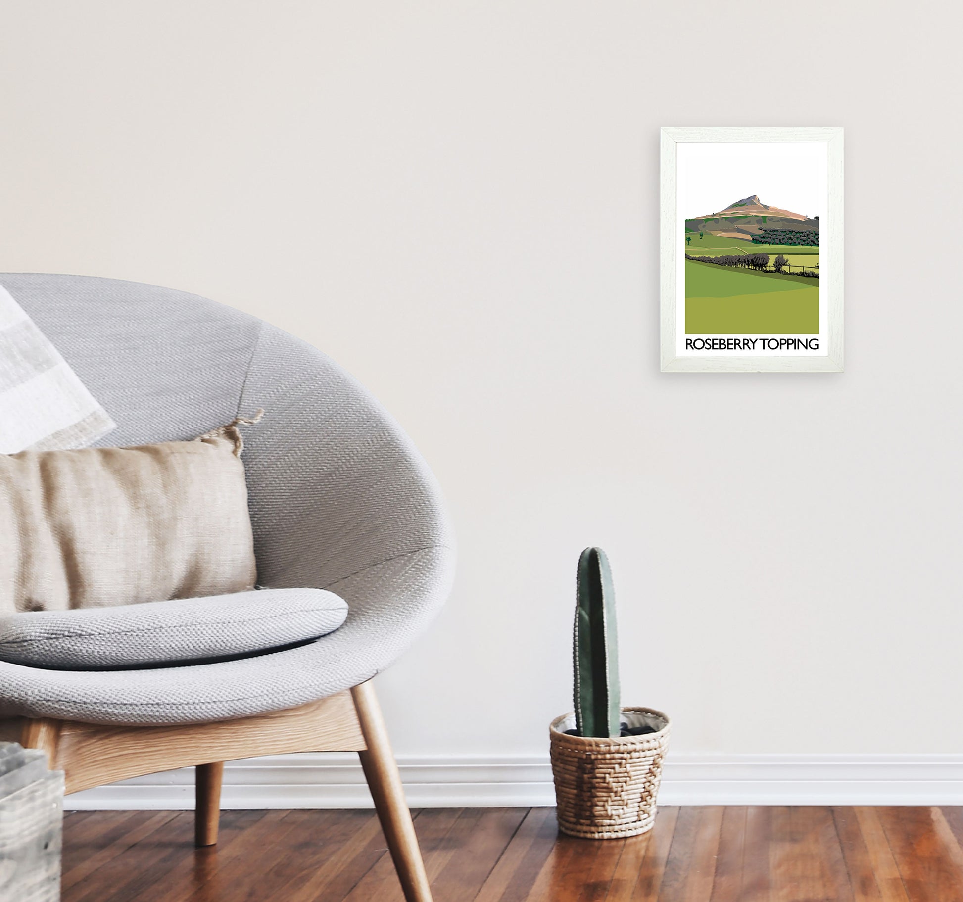 Roseberry Topping 3 Art Print by Richard O'Neill A4 Oak Frame