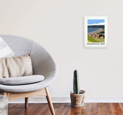 Runswick Bay Art Print by Richard O'Neill A4 Oak Frame