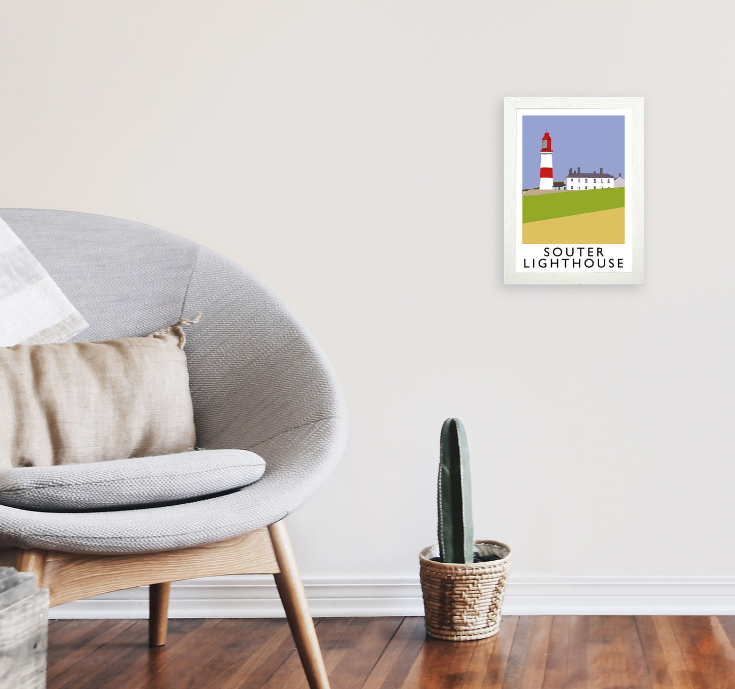 Souter Lighthouse Framed Digital Art Print by Richard O'Neill A4 Oak Frame