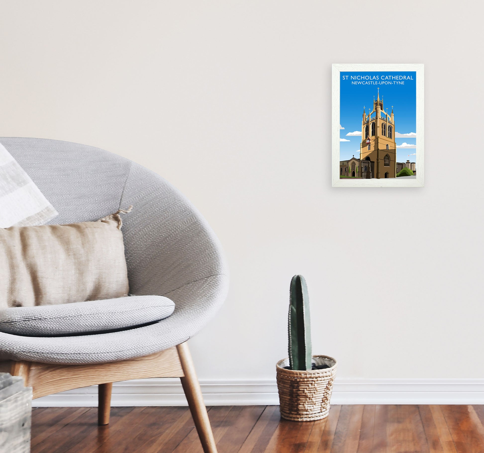 St Nicholas Cathedral Newcastle-Upon-Tyne, Art Print by Richard O'Neill A4 Oak Frame