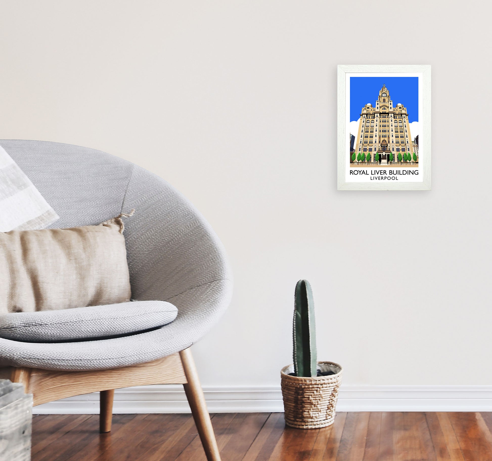 Royal Liver Building by Richard O'Neill A4 Oak Frame