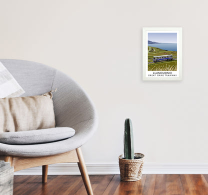 Llando Great Orme Tramway Art Print by Richard O'Neill A4 Oak Frame