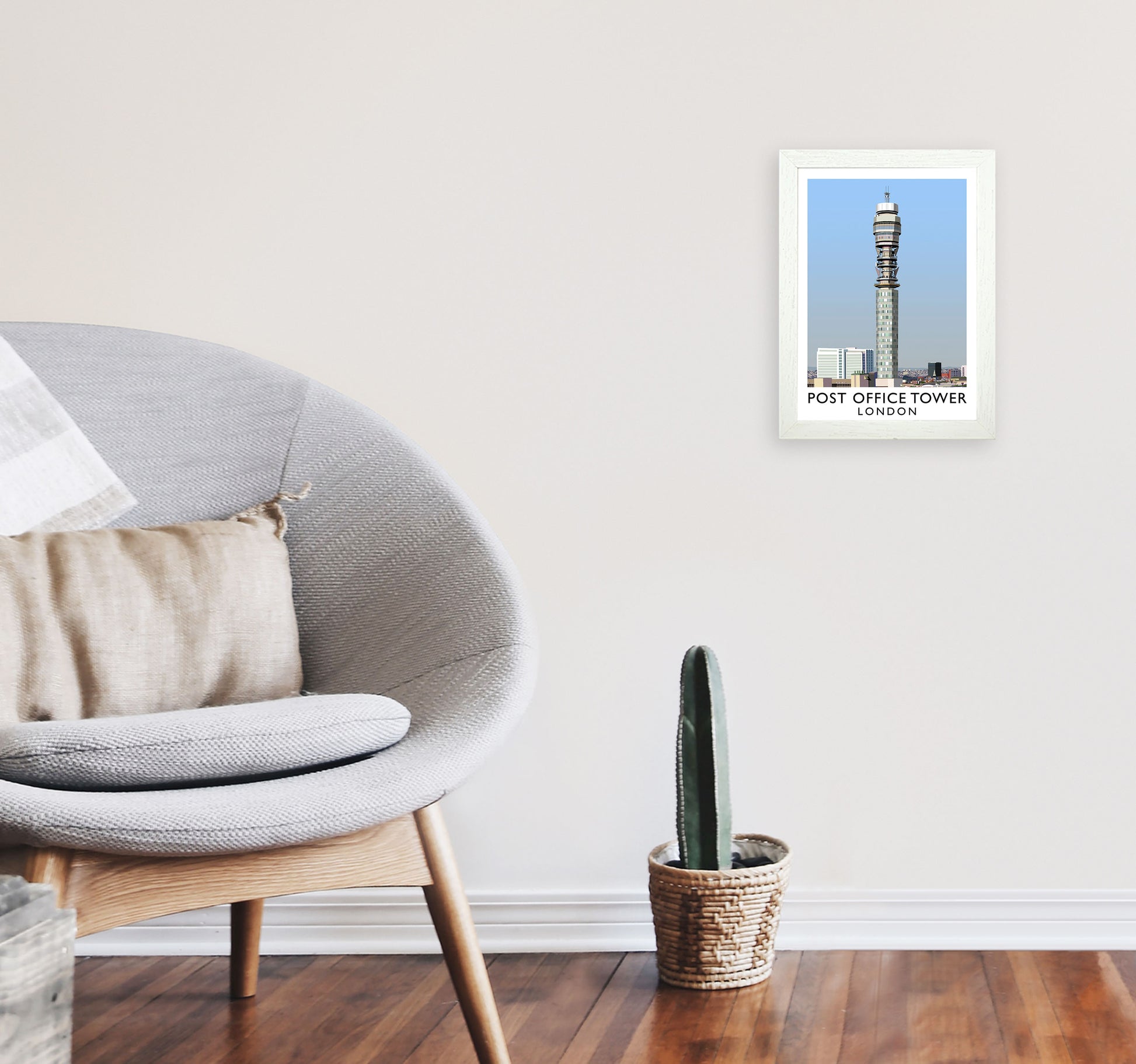 Post Office Tower London Art Print by Richard O'Neill A4 Oak Frame