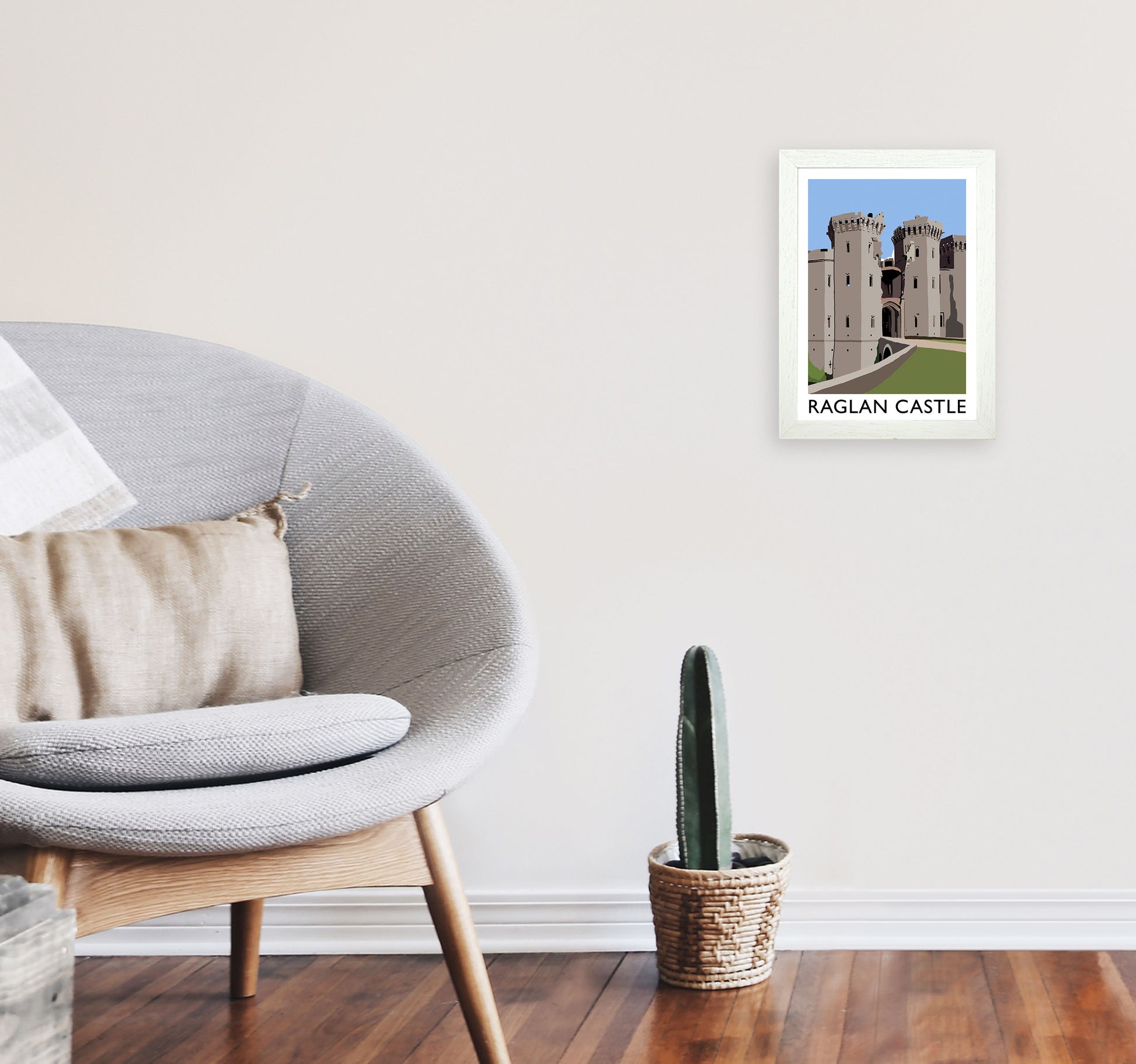 Raglan Castle by Richard O'Neill A4 Oak Frame