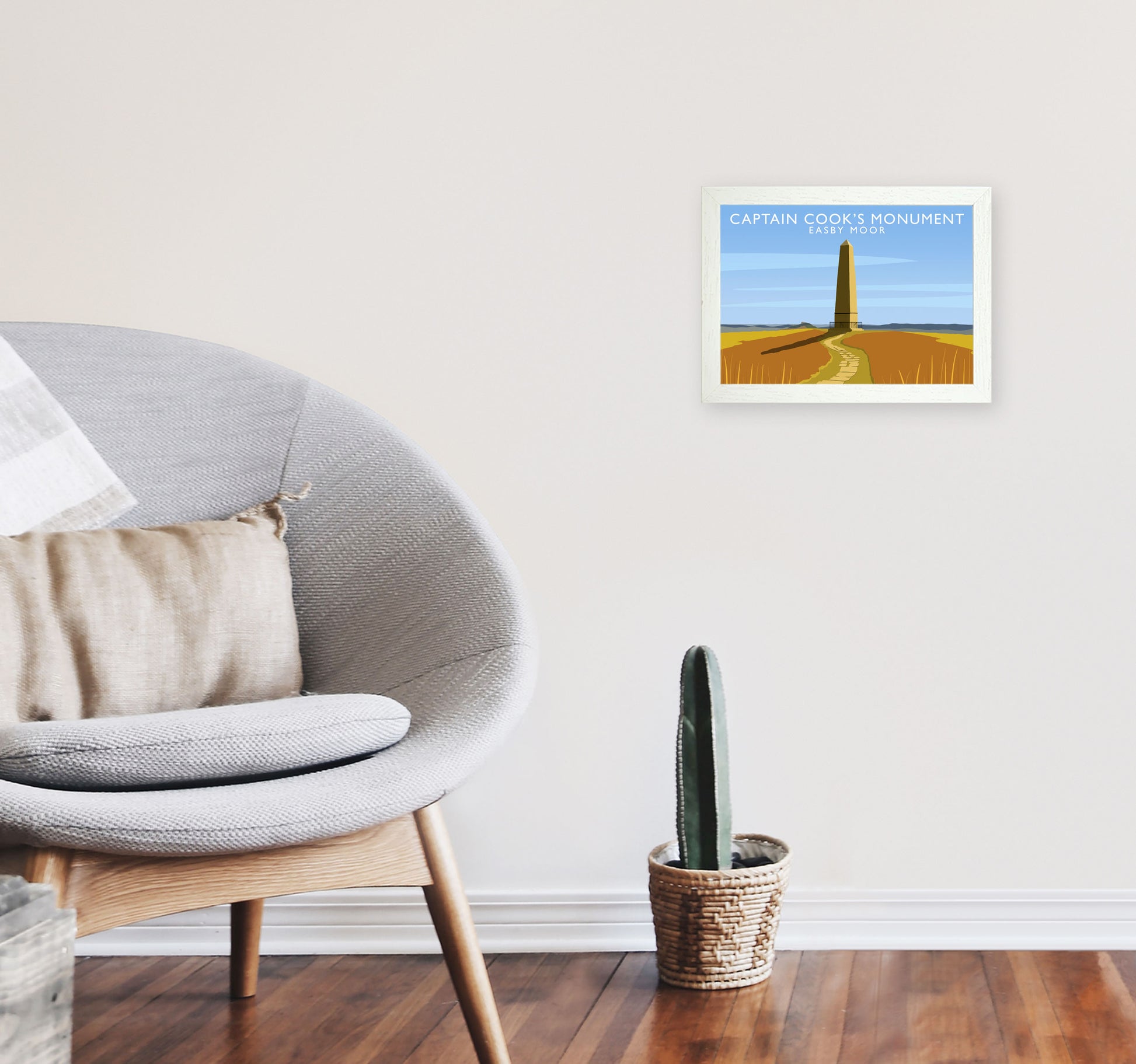 Captain Cooks Monument (Landscape) by Richard O'Neill A4 Oak Frame