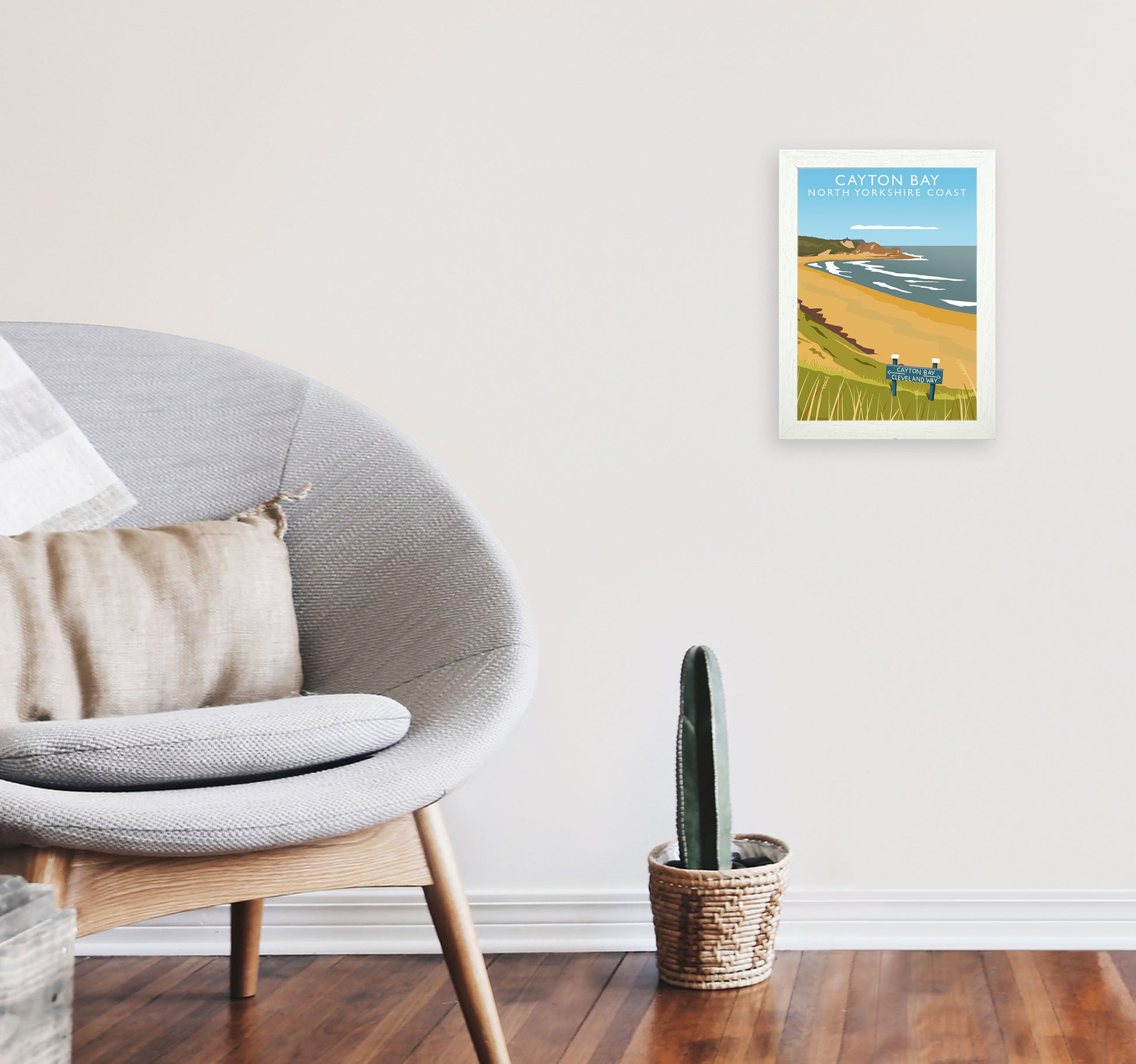 Cayton Bay North Yorkshire Coast Portrait Framed Digital Art Print by Richard O'Neill A4 Oak Frame