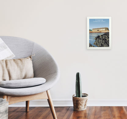 Tywyn Portrait Cambrian Coast Framed Digital Art Print by Richard O'Neill A4 Oak Frame