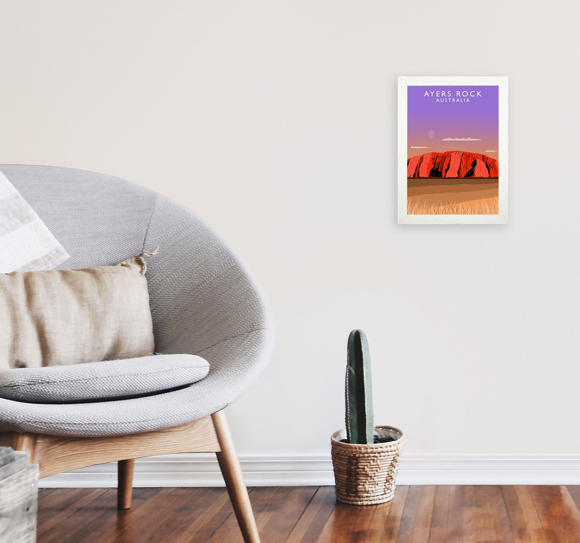 Ayers Rock Australia Art Print by Richard O'Neill A4 Oak Frame