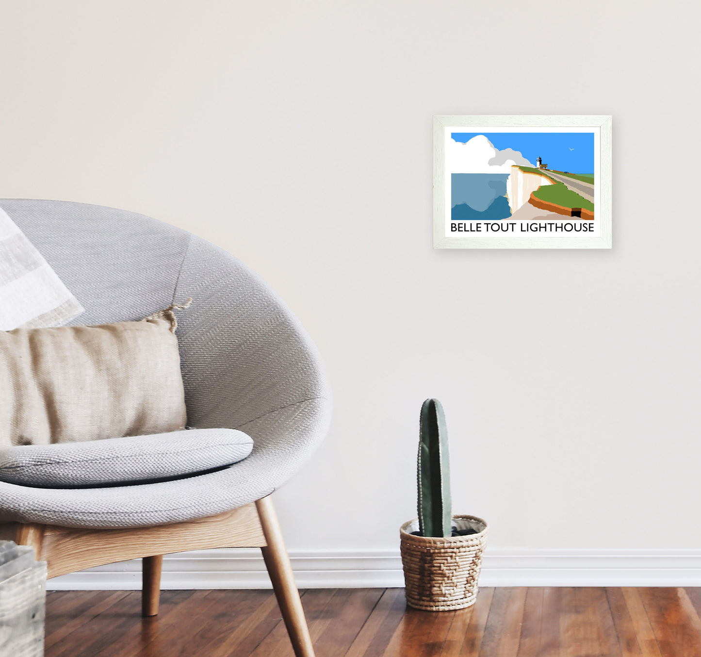 Belle Tout Lighthouse by Richard O'Neill A4 Oak Frame