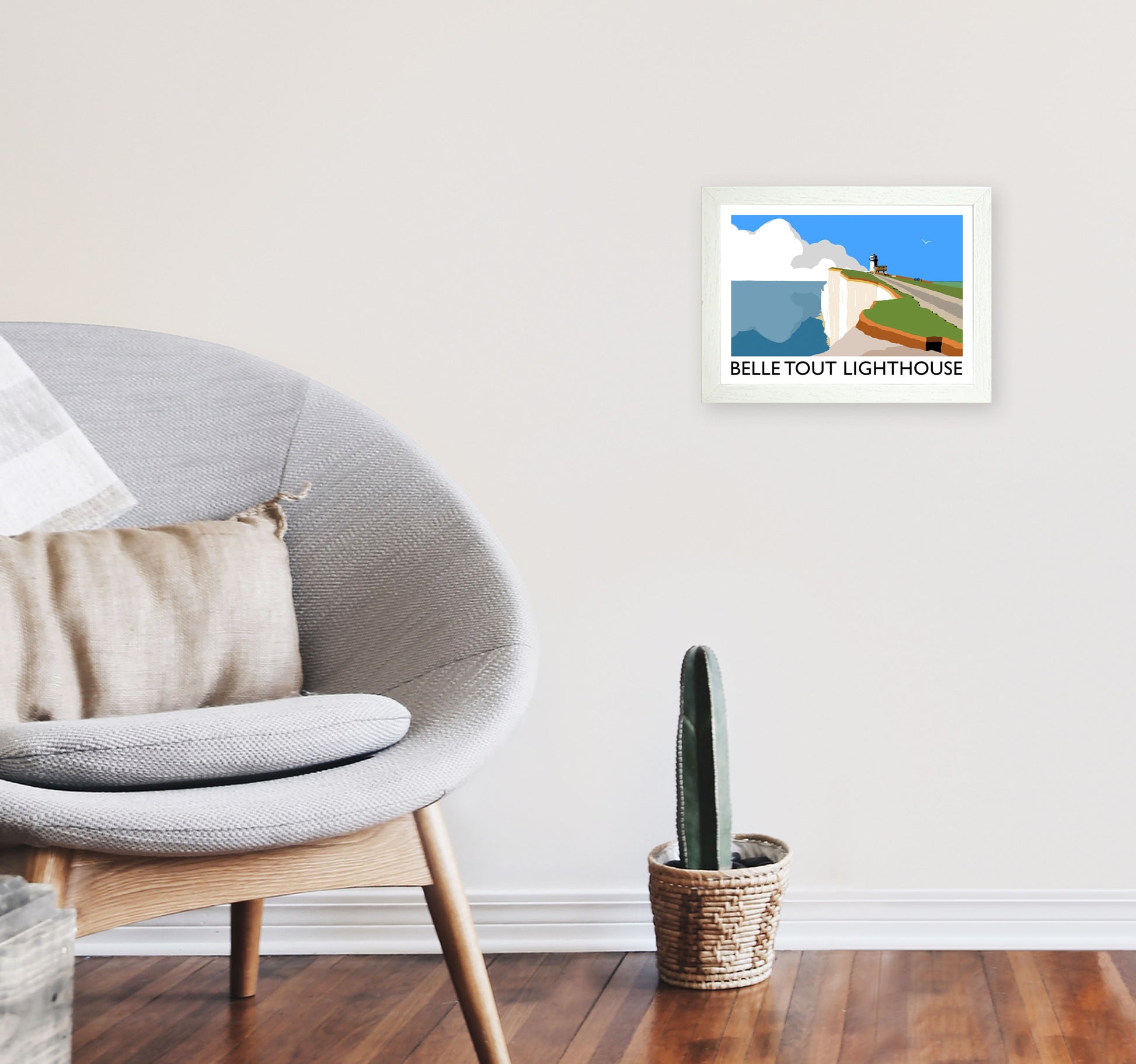 Belle Tout Lighthouse by Richard O'Neill A4 Oak Frame