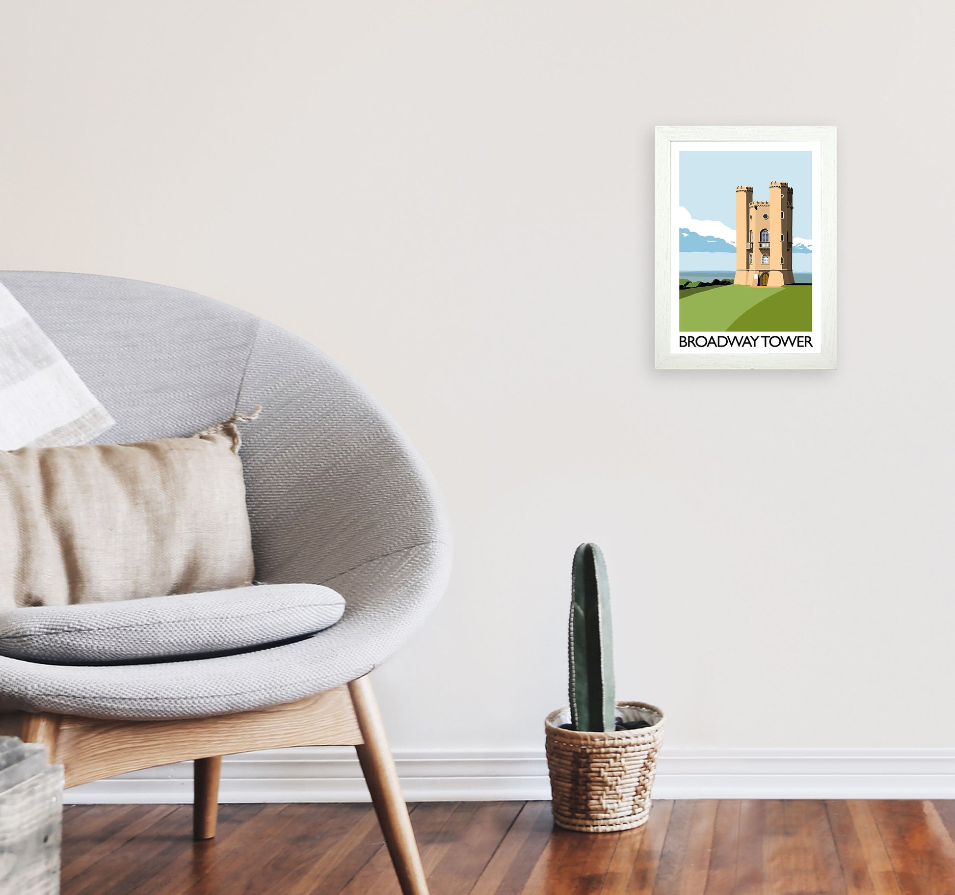 Broadway Tower Portrait Art Print by Richard O'Neill A4 Oak Frame