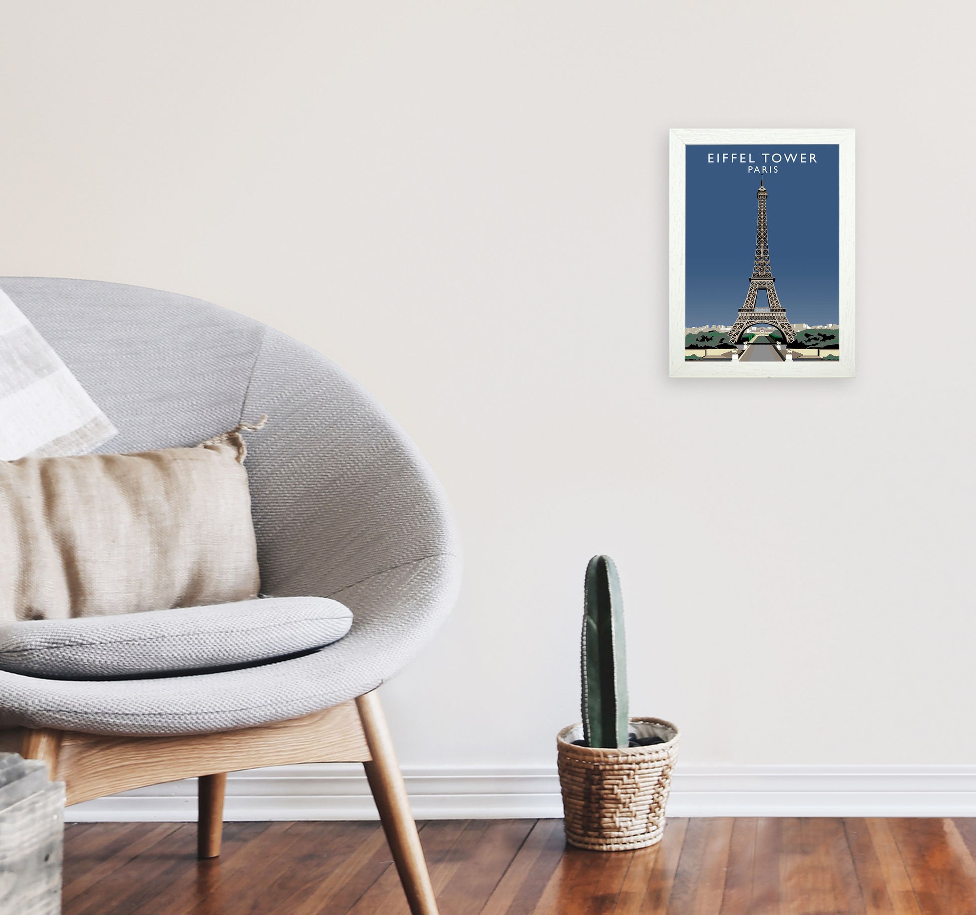 Eiffel Tower Portrait by Richard O'Neill A4 Oak Frame