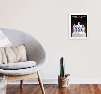 Lincoln Memorial Washington DC Travel Art Print by Richard O'Neill A4 Oak Frame