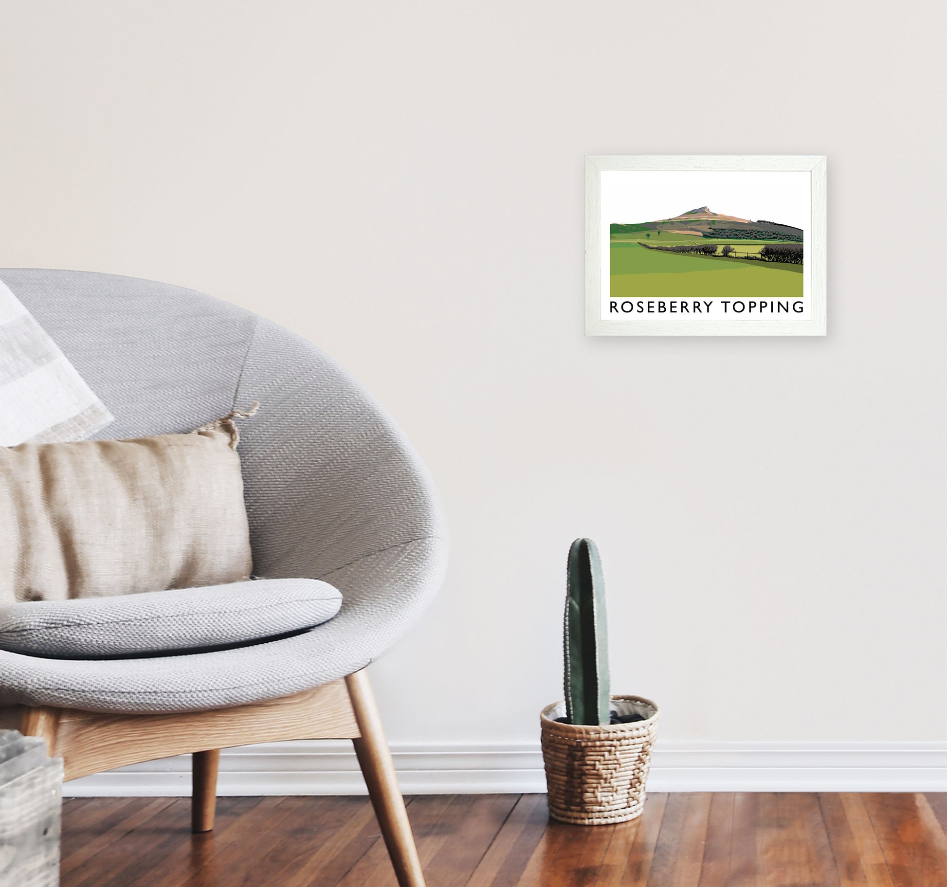 Roseberry Topping Art Print by Richard O'Neill, Framed Wall Art A4 Oak Frame