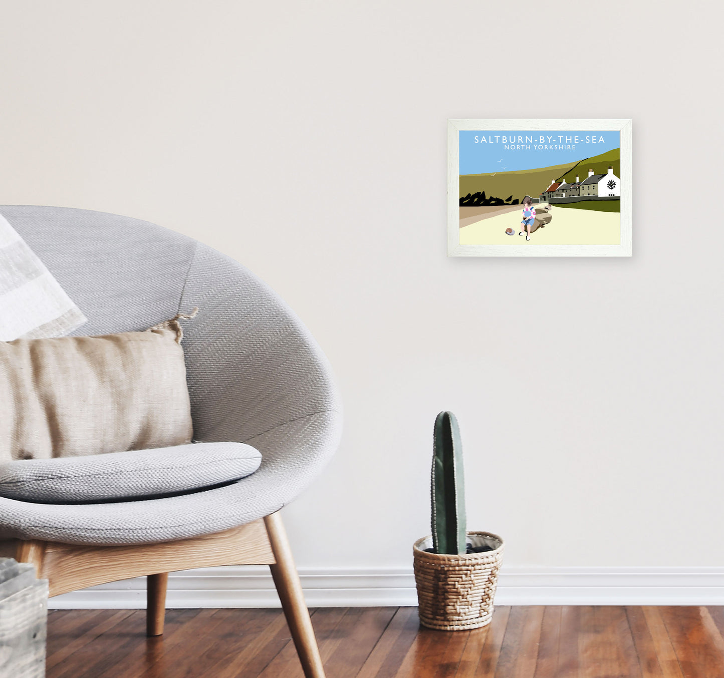 Saltburn-By-The-Sea North Yorkshire Travel Art Print by Richard O'Neill A4 Oak Frame