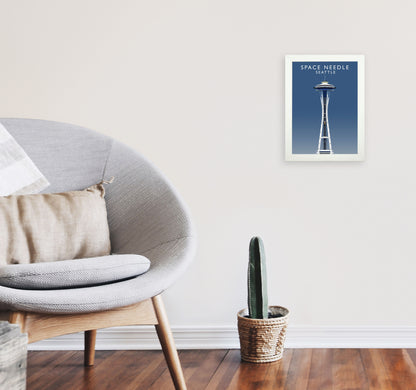 Space Needle Seattle Art Print by Richard O'Neill A4 Oak Frame