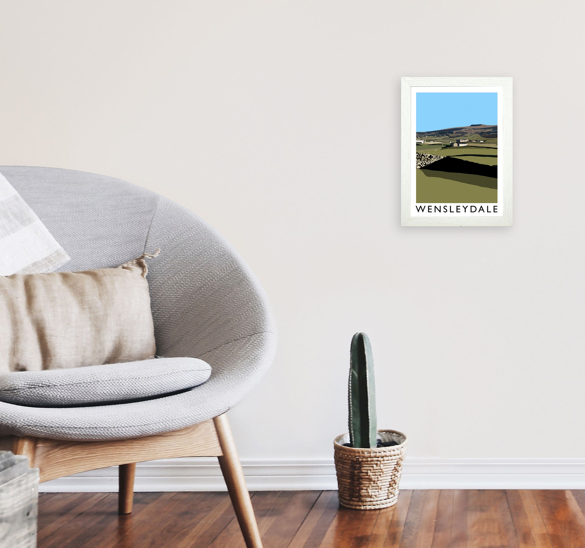 Wensleydale Travel Art Print by Richard O'Neill, Framed Wall Art A4 Oak Frame