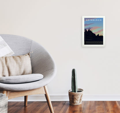 Edinburgh Art Print by Richard O'Neill A4 Oak Frame