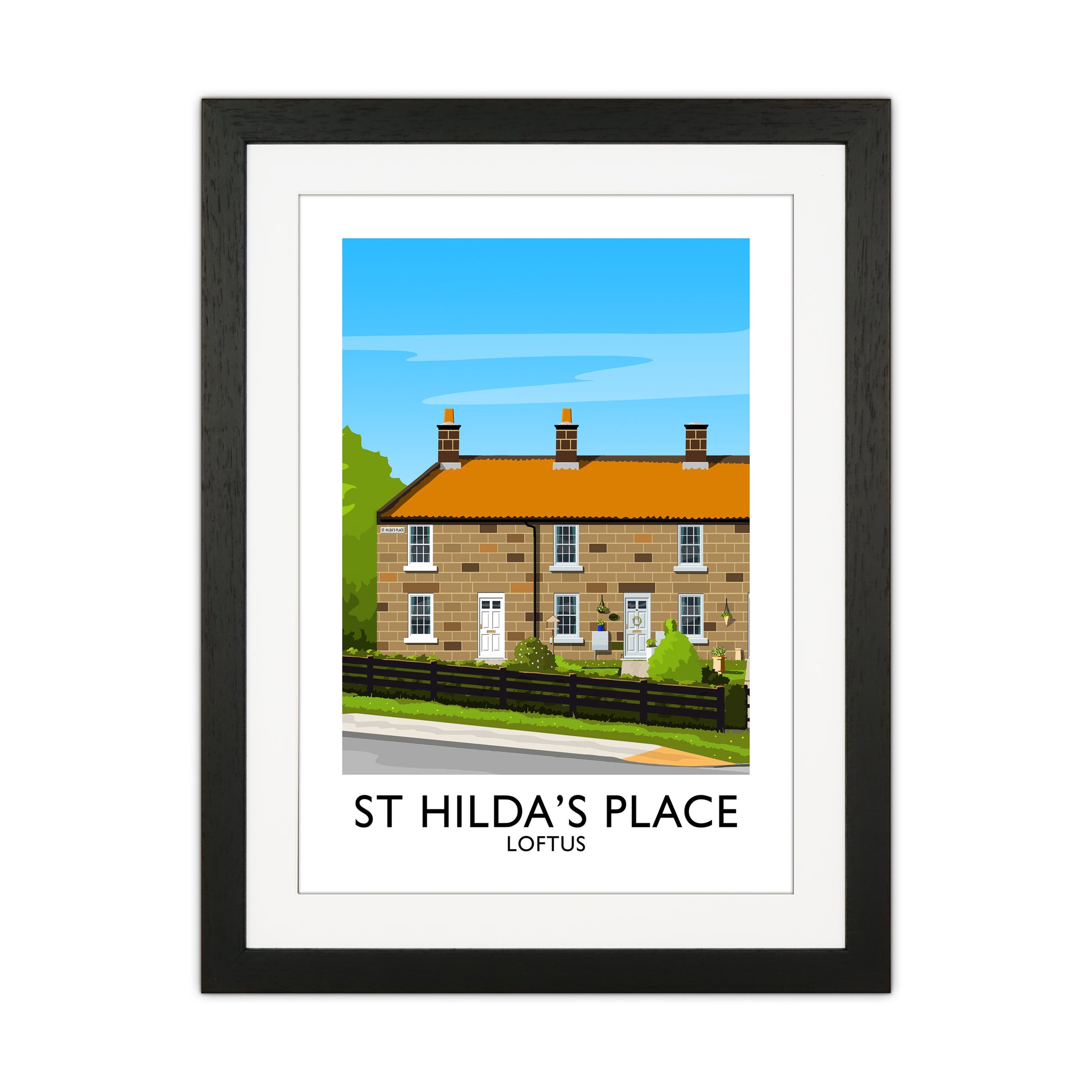 St Hilda's Place Portrait Art Print by Richard O'Neill Black Grain