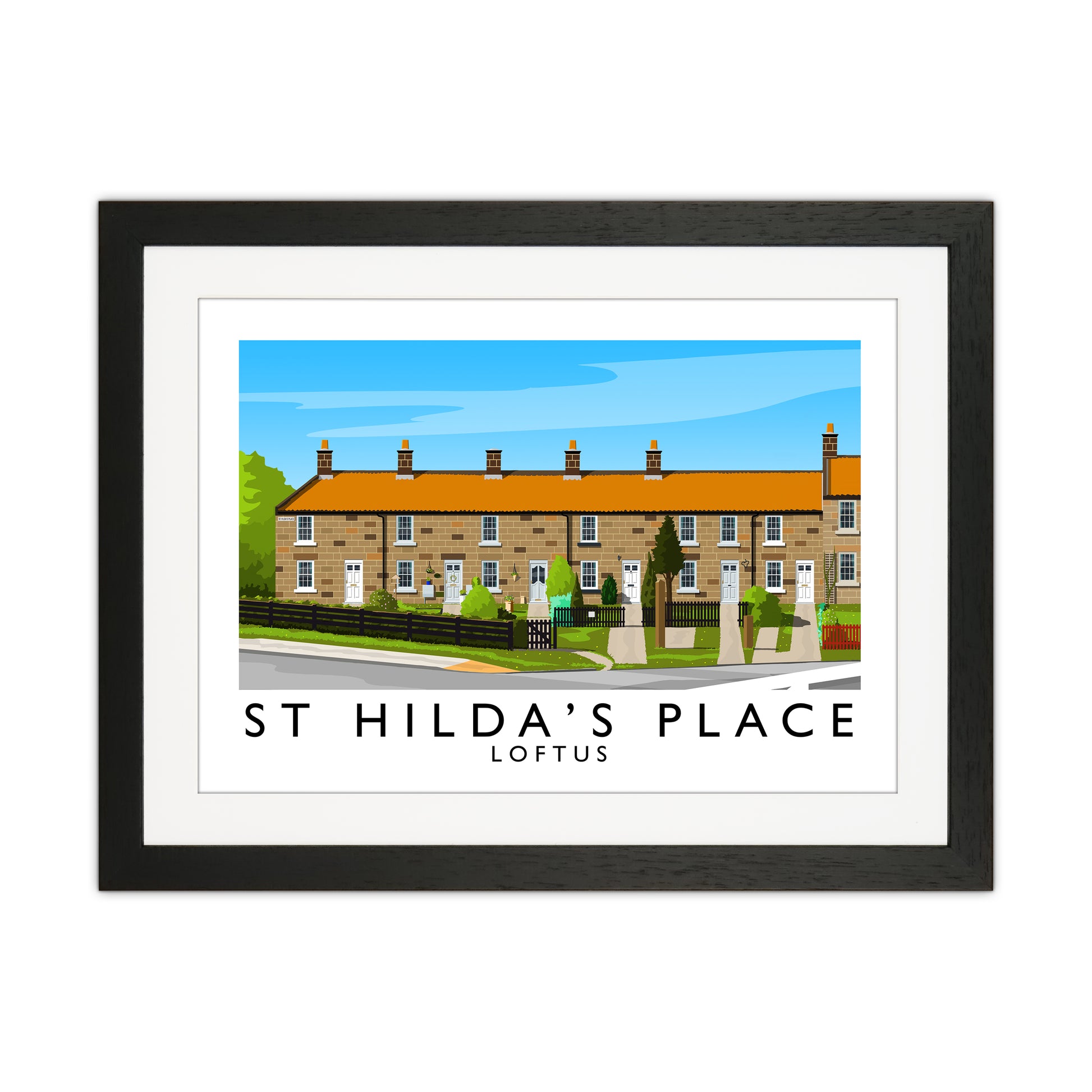 St Hilda's Place Art Print by Richard O'Neill Black Grain