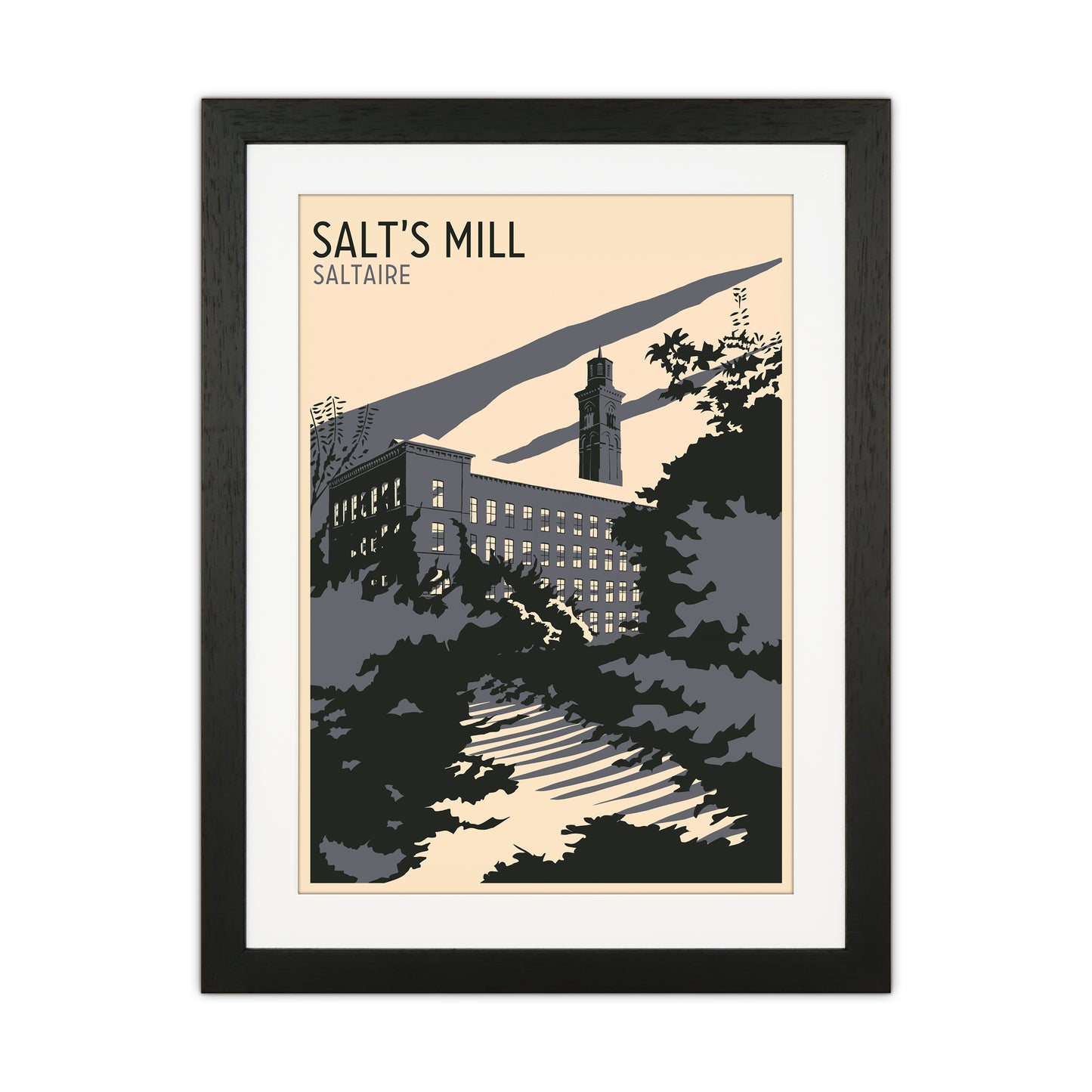 Salt's Mill, Saltaire Travel Art Print by Richard O'Neill Black Grain