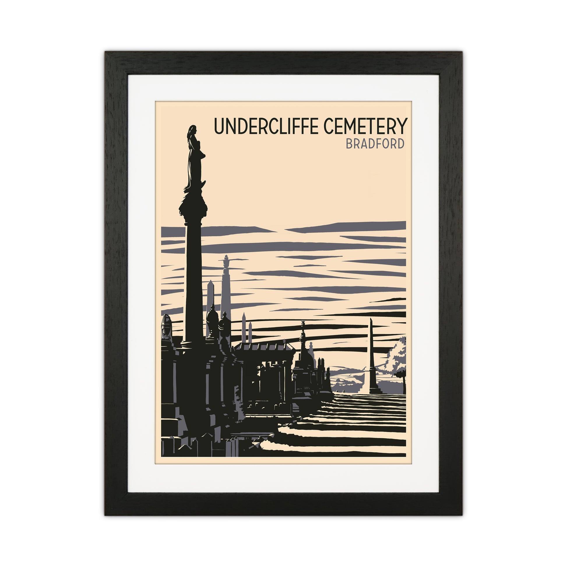 Undercliffe Cemetery portrait copy Travel Art Print by Richard O'Neill Black Grain