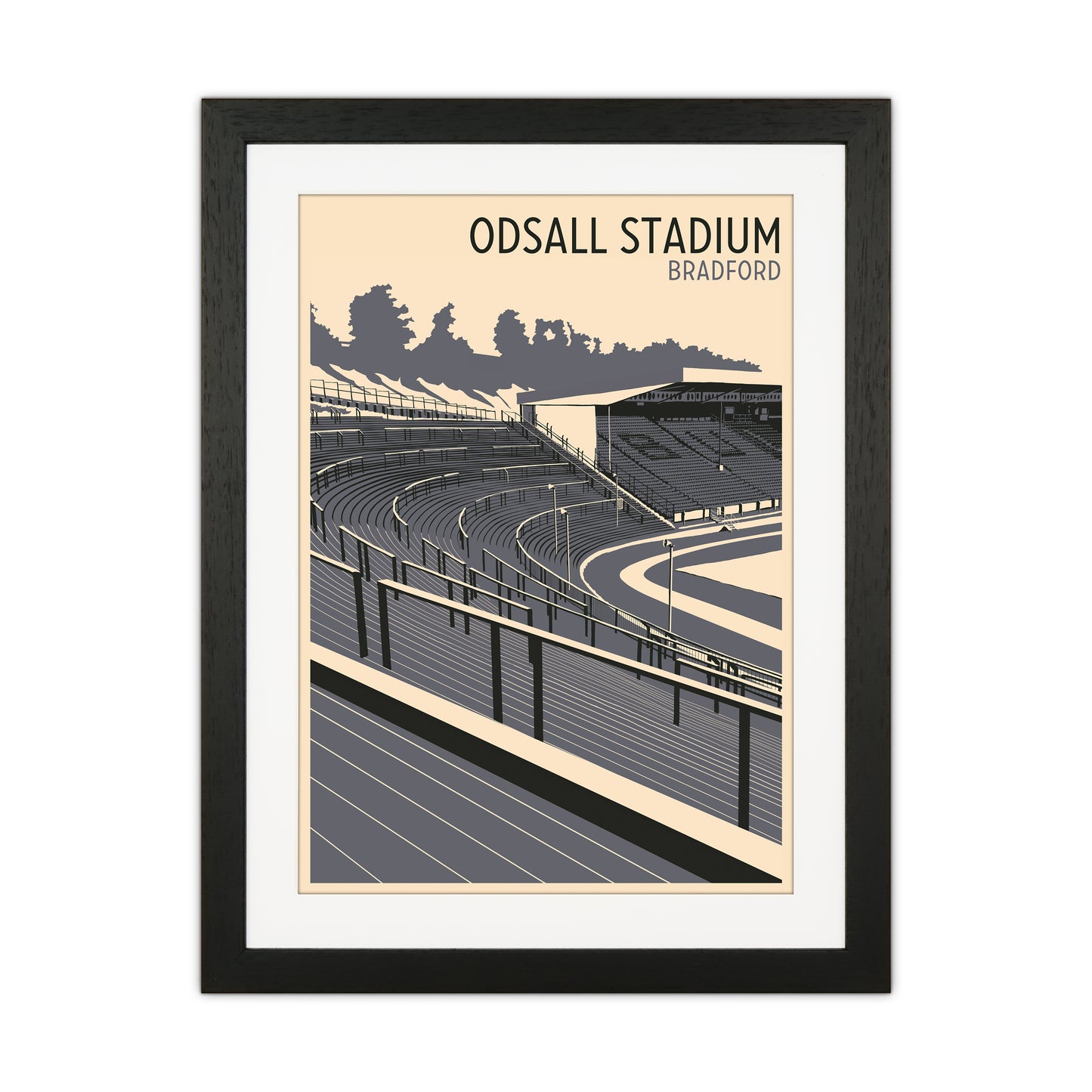 Odsal Stadium, Bradford Travel Art Print by Richard O'Neill Black Grain