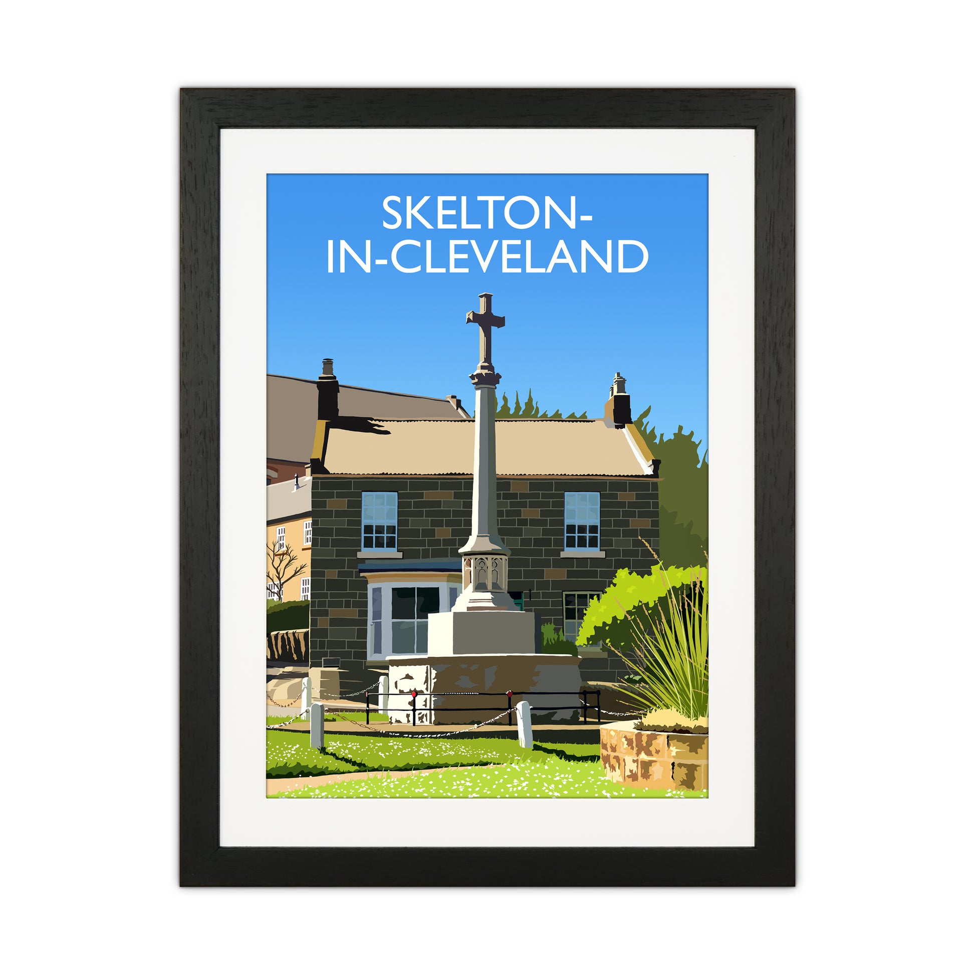 Skelton-in-Cleveland portrait Travel Art Print by Richard O'Neill Black Grain