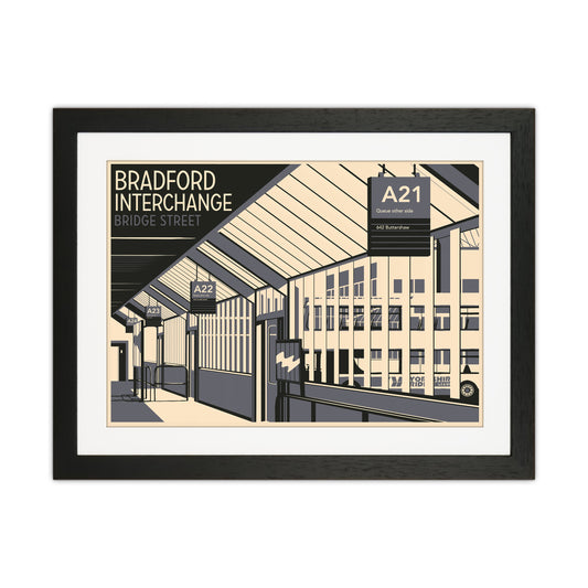 Bradford Interchange, Bridge Street Travel Art Print by Richard O'Neill Black Grain