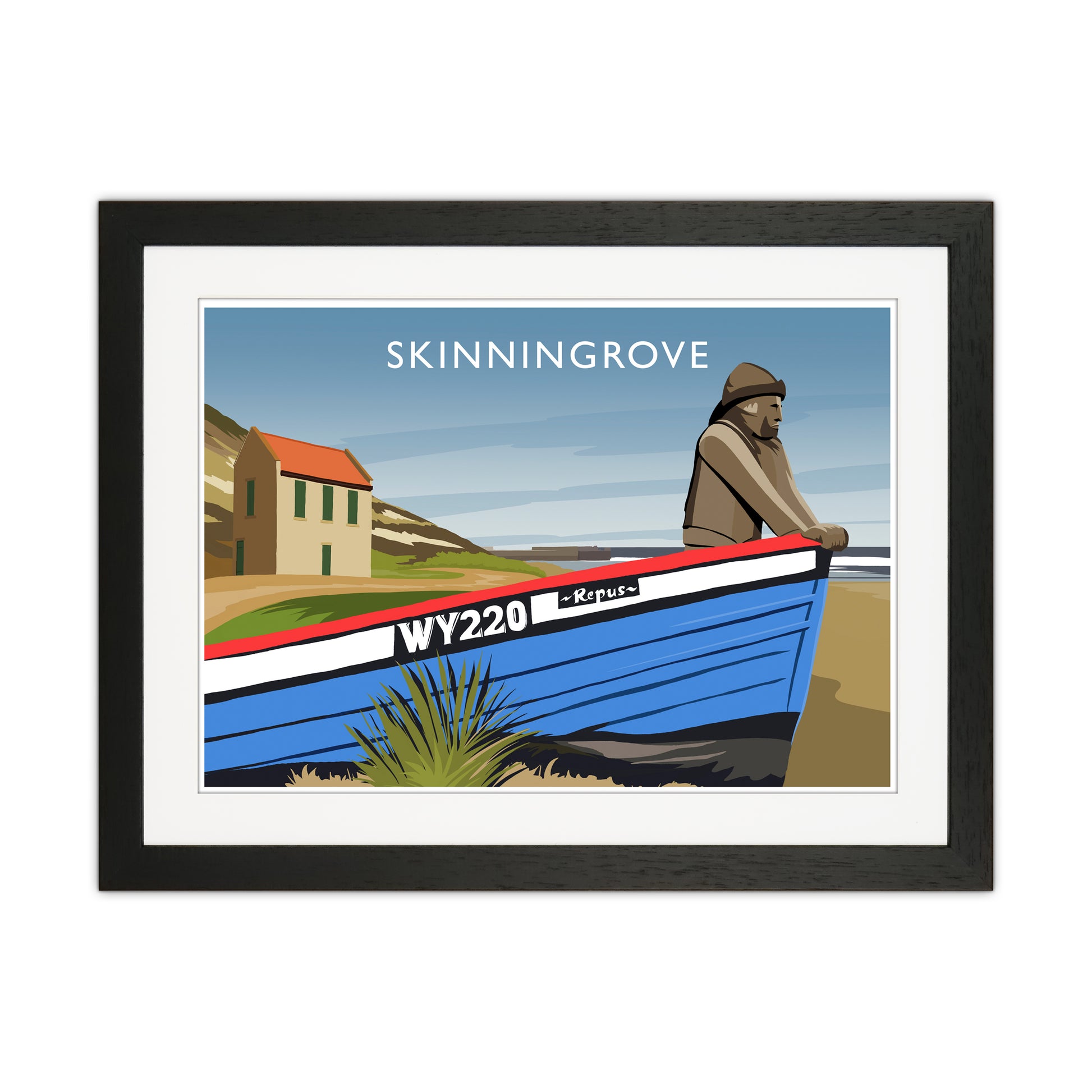 Skinningrove Travel Art Print by Richard O'Neill Black Grain