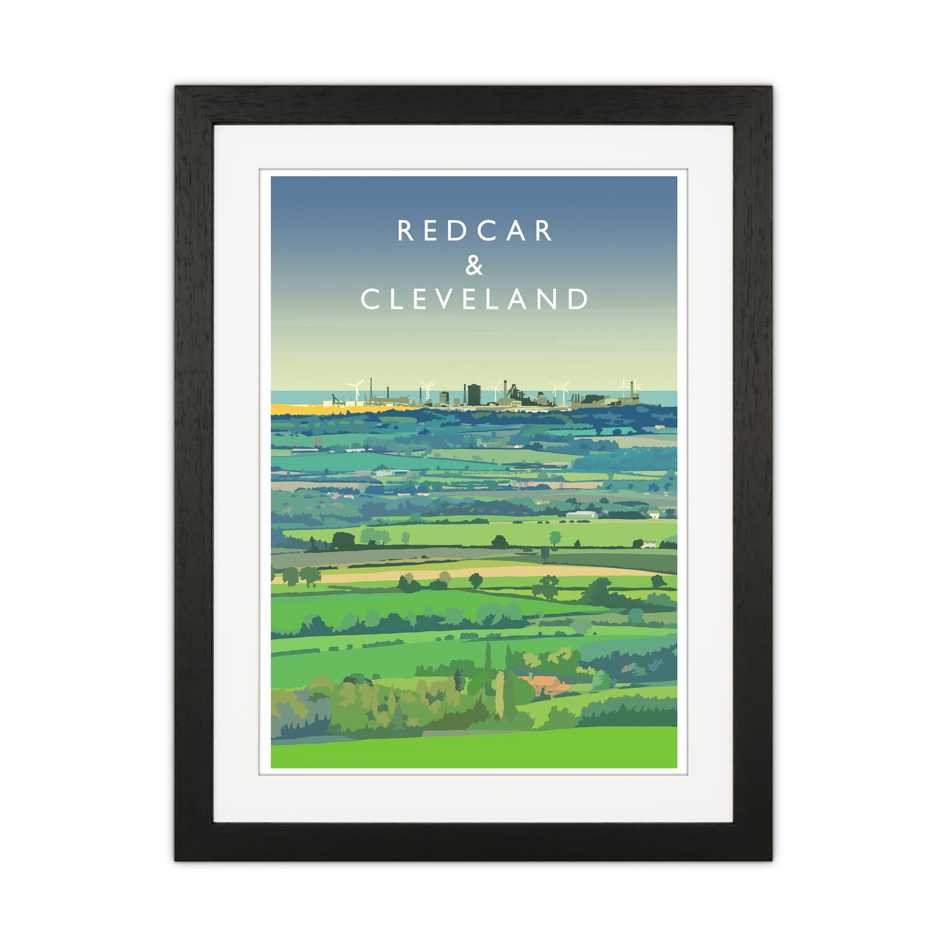 Redcar & Cleveland Travel Art Print by Richard O'Neill Black Grain