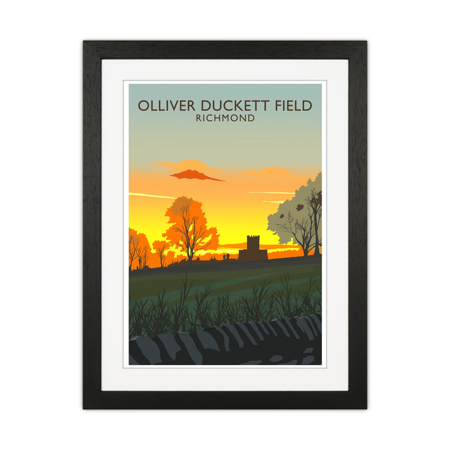 Olliver Duckett Field Portrait Travel Art Print by Richard O'Neill Black Grain