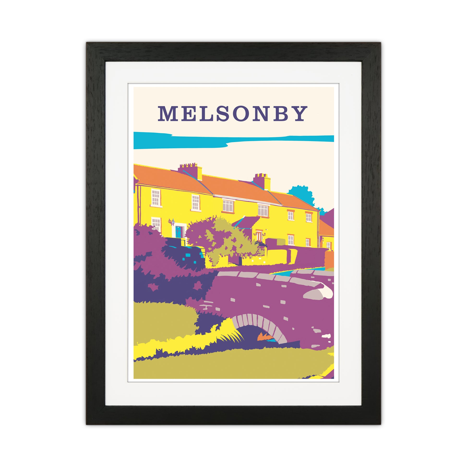 Melsonby Portrait Travel Art Print by Richard O'Neill Black Grain