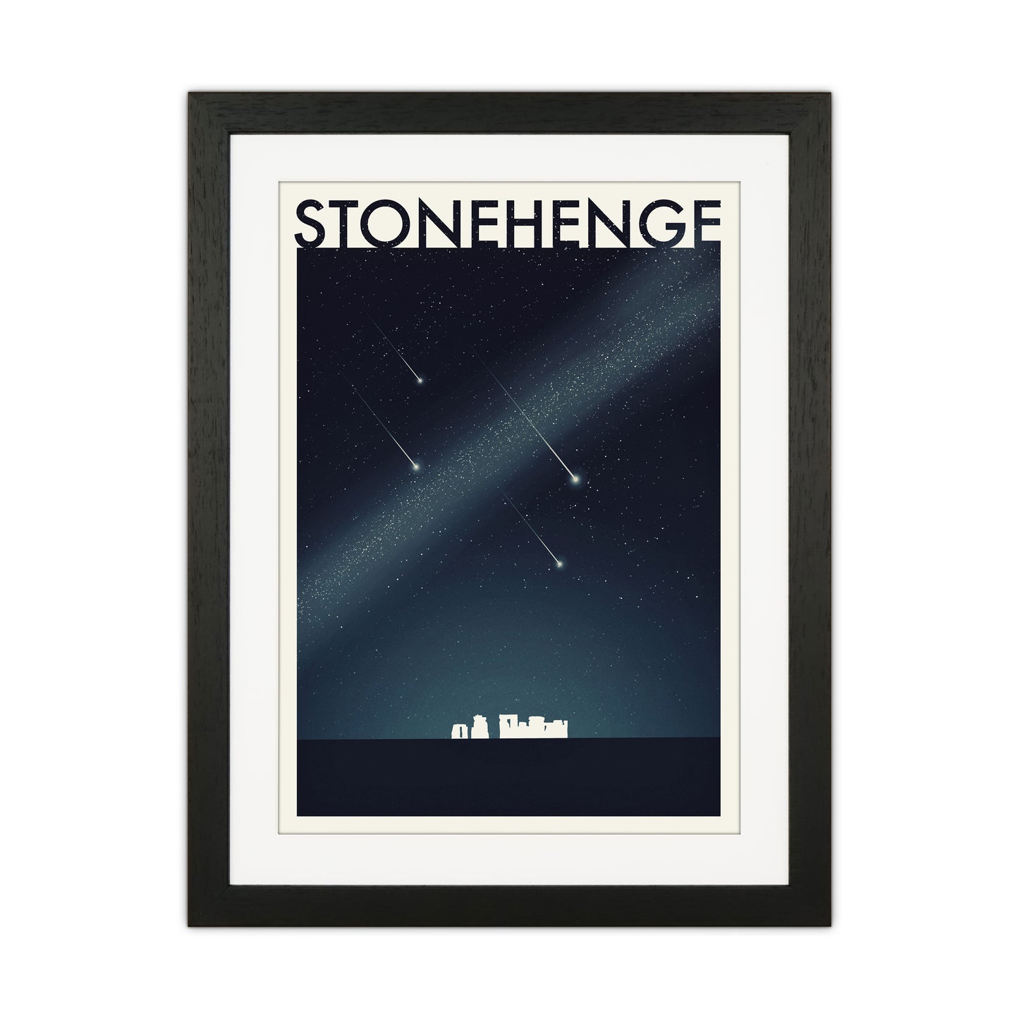 Stonehenge 2 (Night) Travel Art Print by Richard O'Neill Black Grain