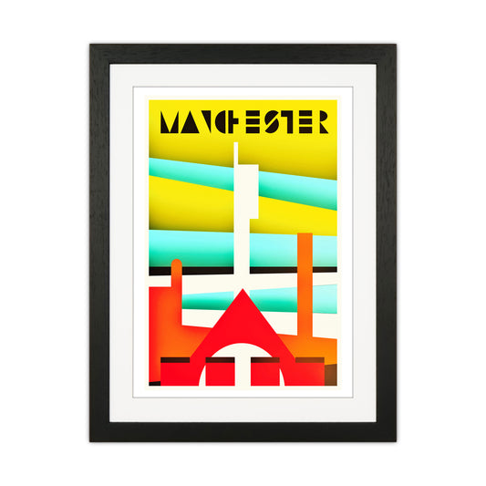 Manchester Travel Art Print by Richard O'Neill Black Grain