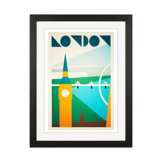 London 5 Travel Art Print by Richard O'Neill Black Grain